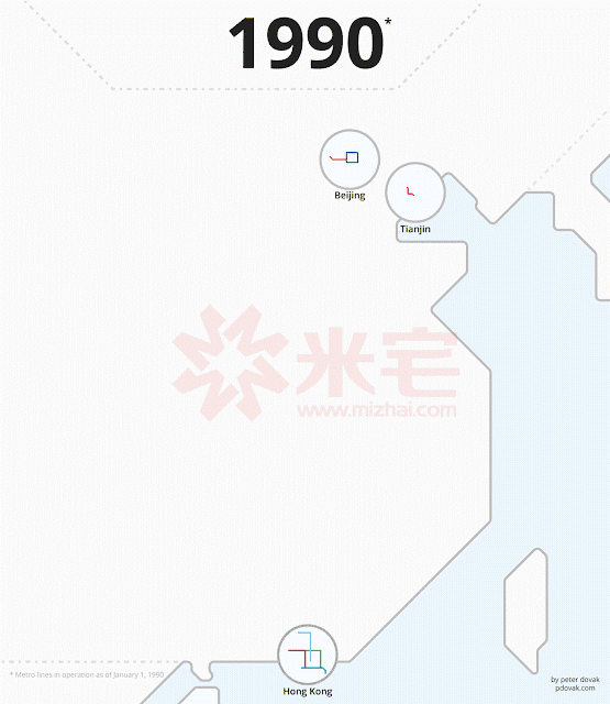 一張動(dòng)圖了解中國(guó)城軌的擴(kuò)張，從1990年到2020年