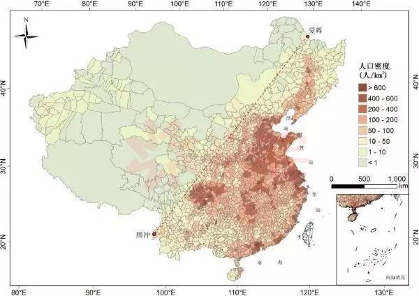 “胡煥庸線”本質(zhì)上是一條人口密度突變分界線