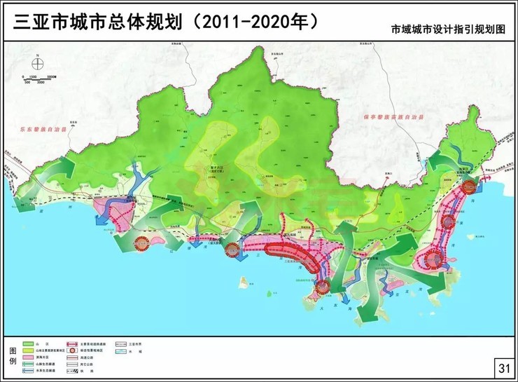 3,重点规划五镇:市域范围内的5个具有中心镇职能的功能片区,包括崖州