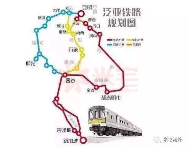 图为泛亚铁路规划线路图