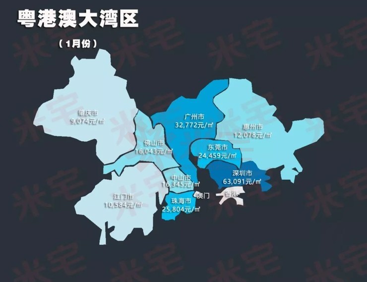 2020.1月热点城市房价地图:18城房价微涨,广州跌幅最大!