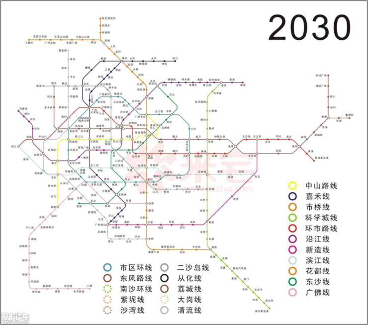 这是2030年,广州地铁的交通图▼