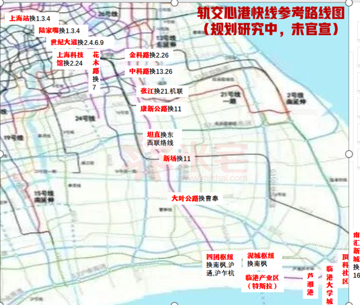 连接张江科学城,陆家嘴金融城,及至浦西市中心(上海站)的"心港快线"