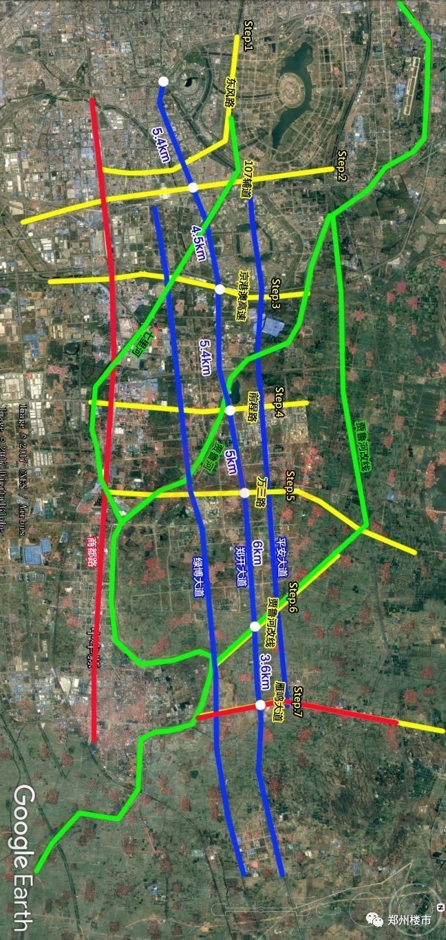 京港澳,万三公路,贾鲁河改线,223国道就是郑州向东发展过程中最主要