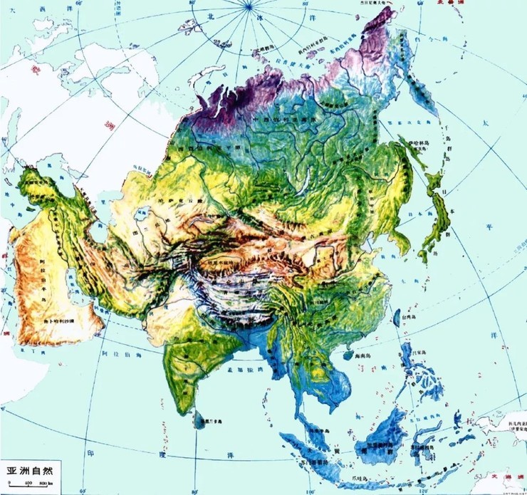 亚洲地形图山脉图片